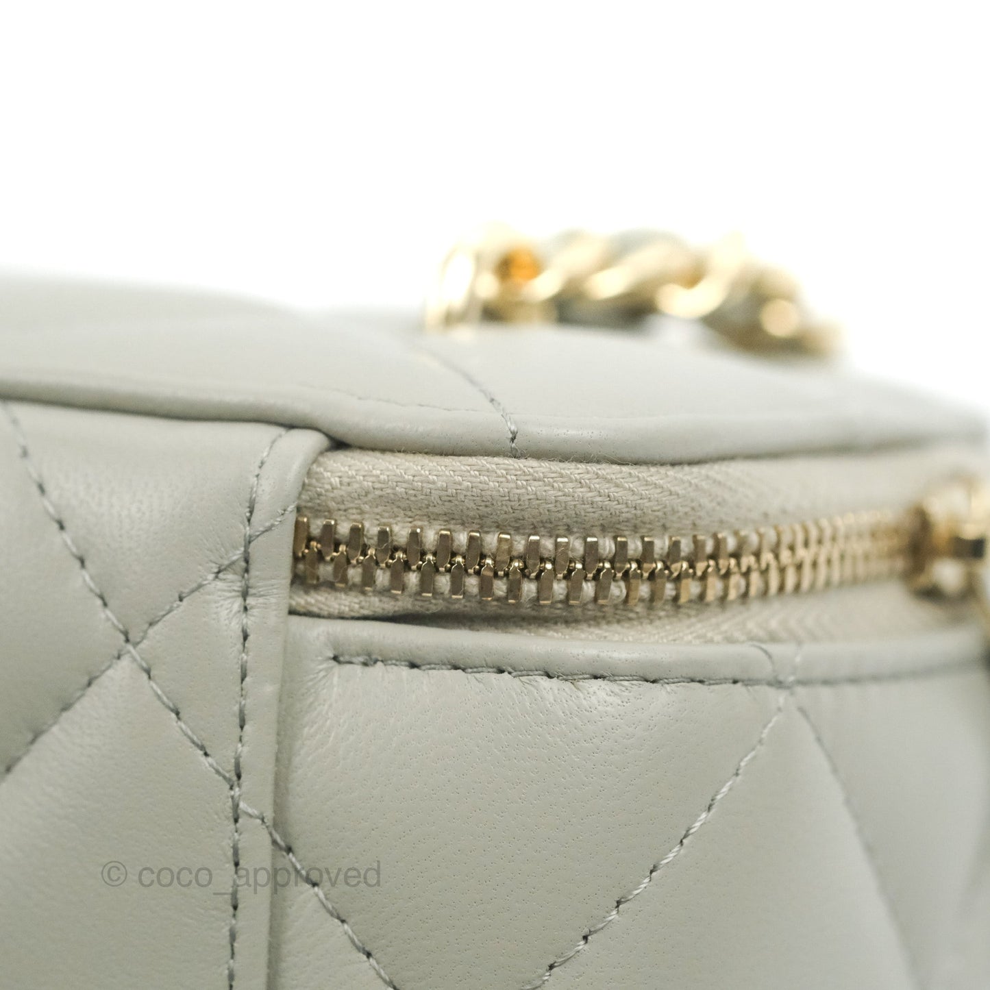 Chanel Vanity with Resin Chain Grey Lambskin Gold Hardware