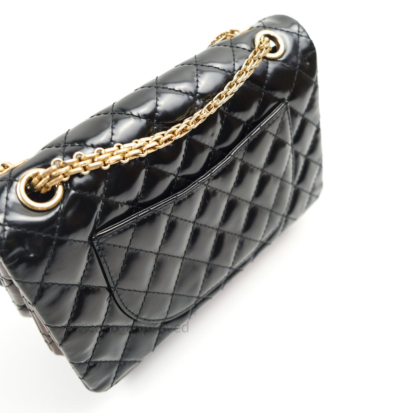 Chanel Quilted Accordion Reissue Black Patent Leather Gold Hardware 2.55 Flap