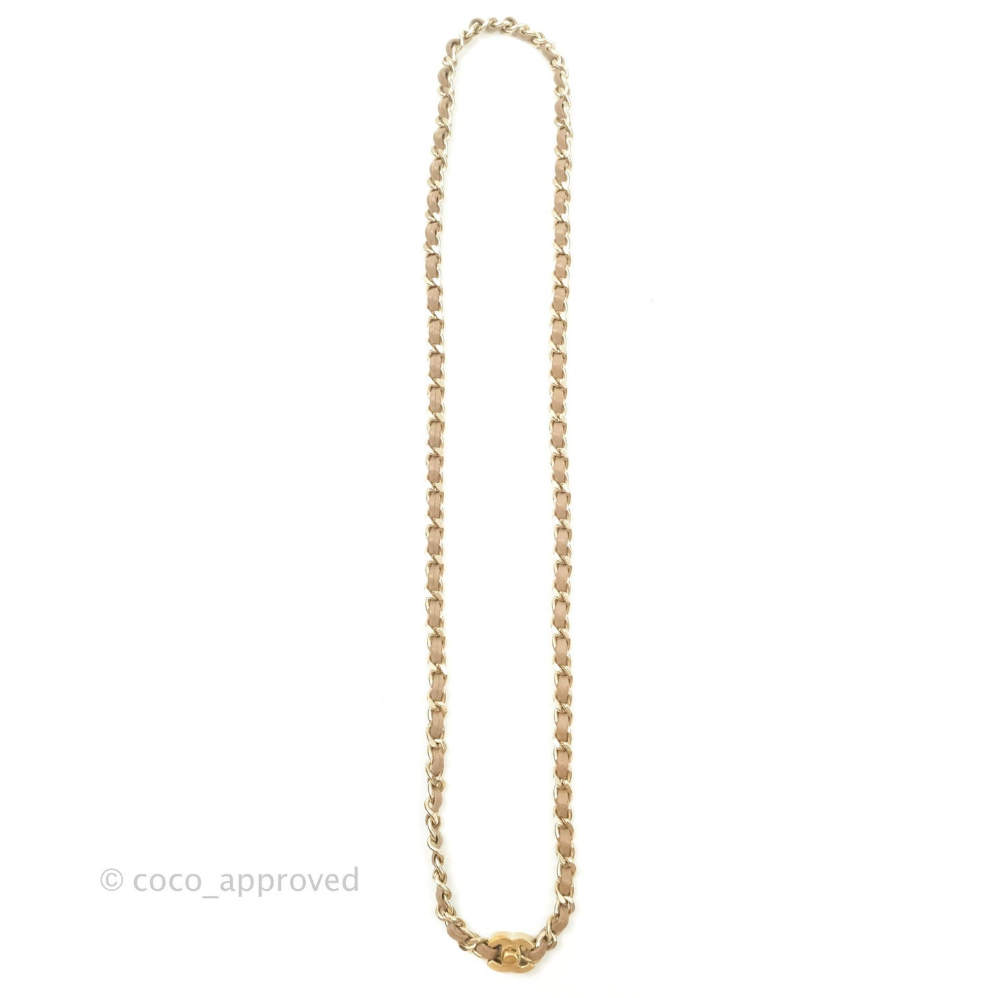 Chanel CC Turn lock Ash Brown Lambskin Matte Gold Tone Chain Choker 12P