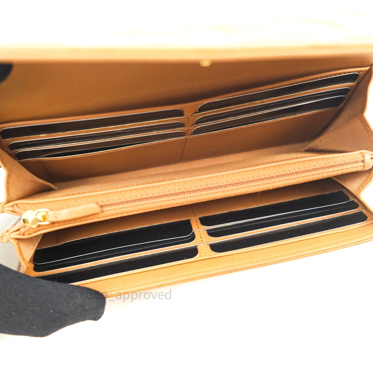 Chanel Dark Beige Lambskin Gold Hardware Long Wallet