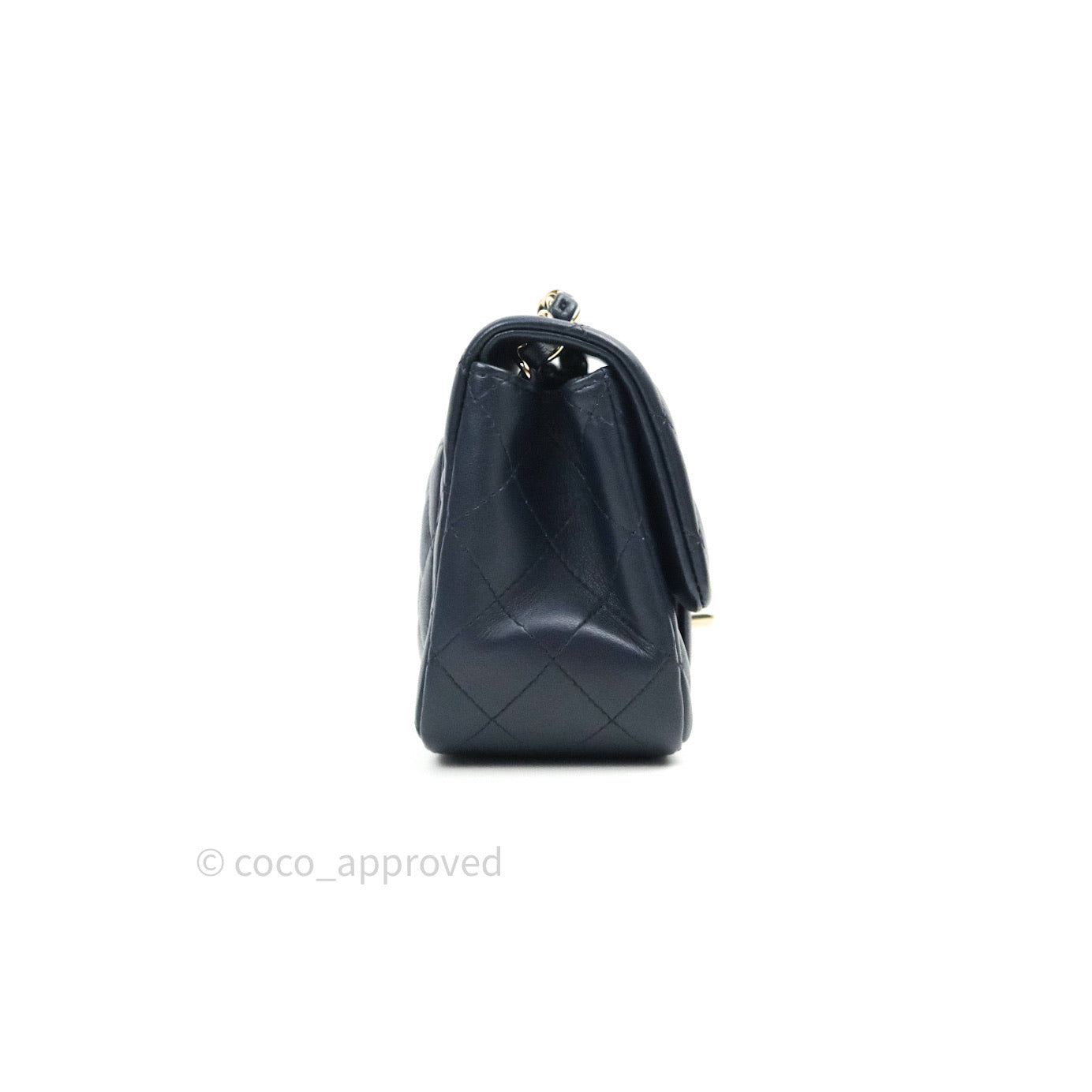 Chanel Mini Square Navy Lambskin Gold Hardware
