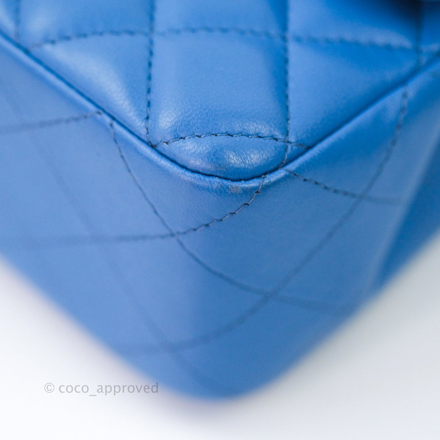 Chanel Quilted Mini Rectangular Blue Lambskin Gold Hardware