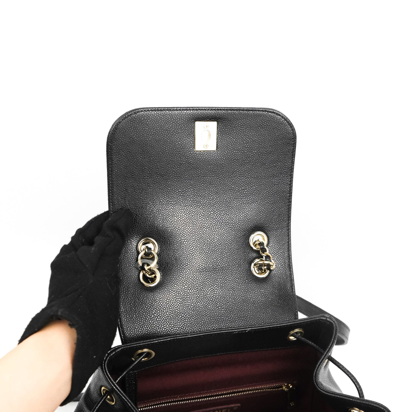 Chanel Quilted Business Affinity Backpack Black Caviar Gold Hardware