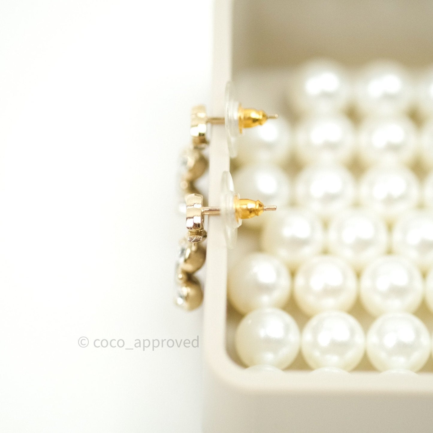 Chanel CC Drop Earrings Crystal Gold 18B