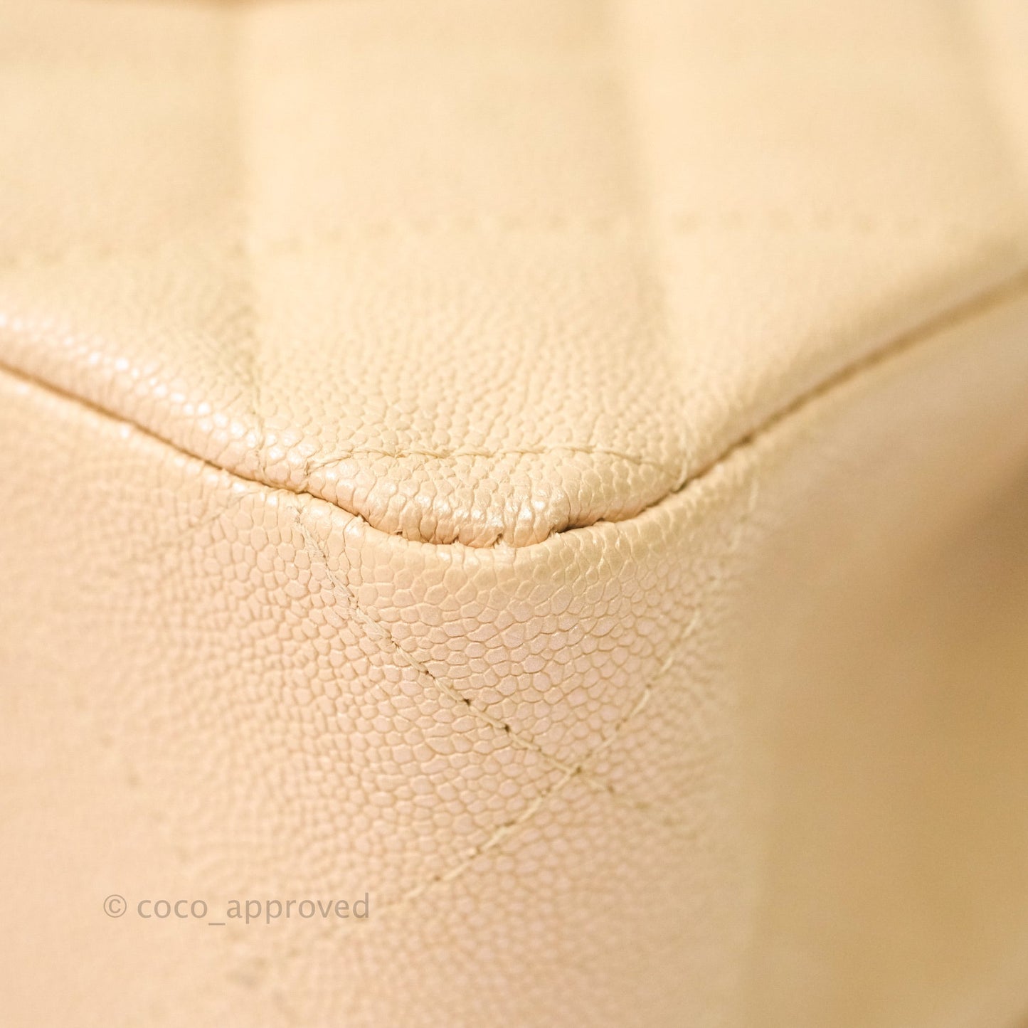 Chanel Classic M/L Medium Double Flap Iridescent Beige Caviar Gold Hardware 19S