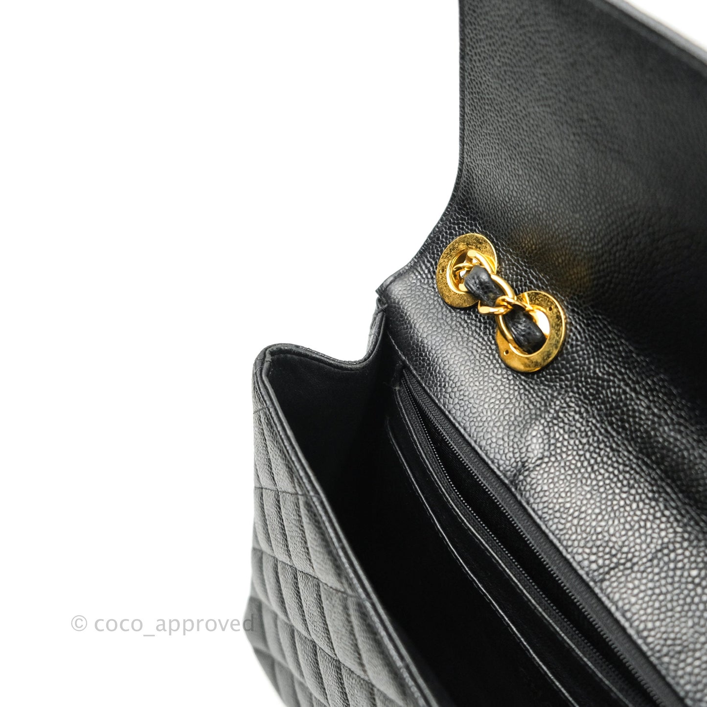 Chanel Classic Vintage Jumbo Single Flap Black Caviar 24K Gold Hardware