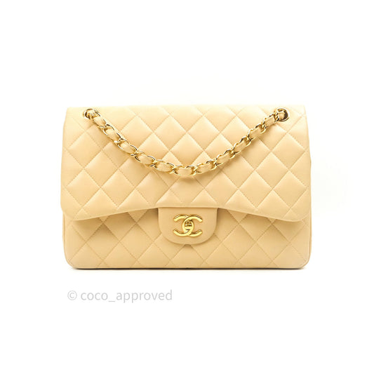 Chanel Classic Jumbo Double Flap Beige Lambskin Gold Hardware⁣⁣