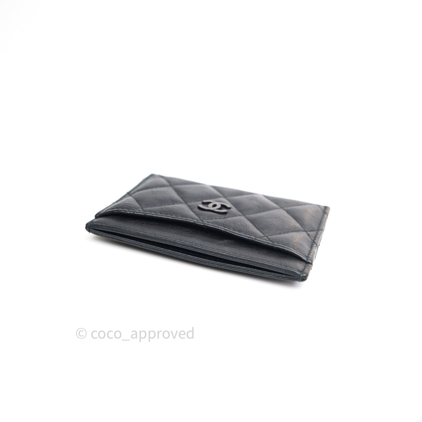 Chanel So Black Quilted Classic Calfskin Flat Card Holder