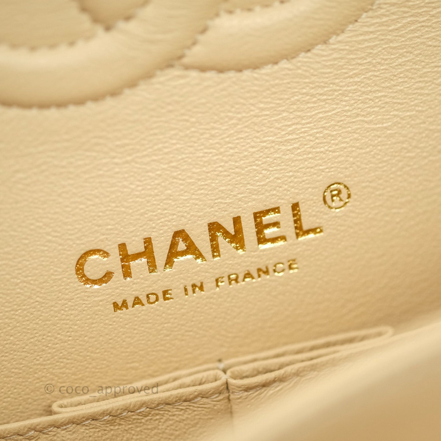 Chanel Classic M/L Medium Double Flap Bag Beige Caviar Gold Hardware