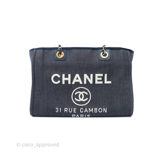 Chanel Denim Deauville Medium Tote Navy