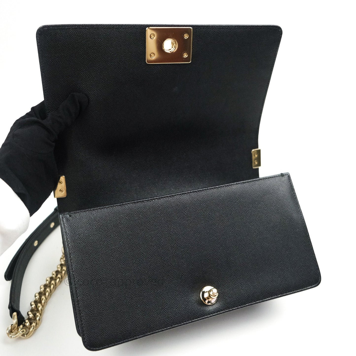 Chanel Quilted Medium Boy Flap Black Caviar Gold Hardware