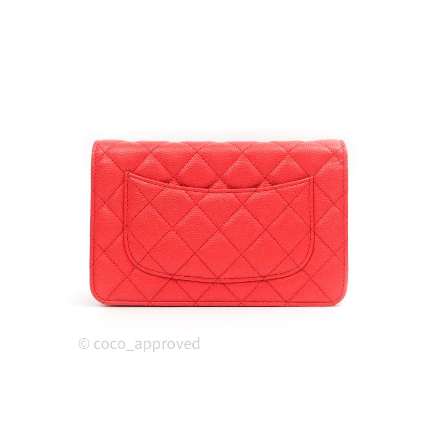 Chanel Quilted Wallet on Chain WOC Brick Red Caviar Gold Hardware