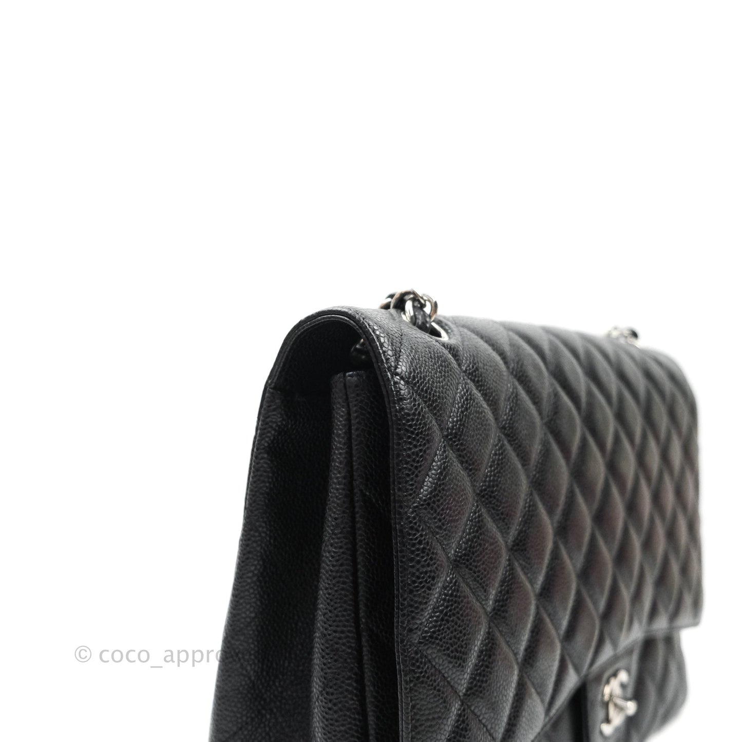 Chanel Single Flap Maxi Caviar Black Silver Hardware