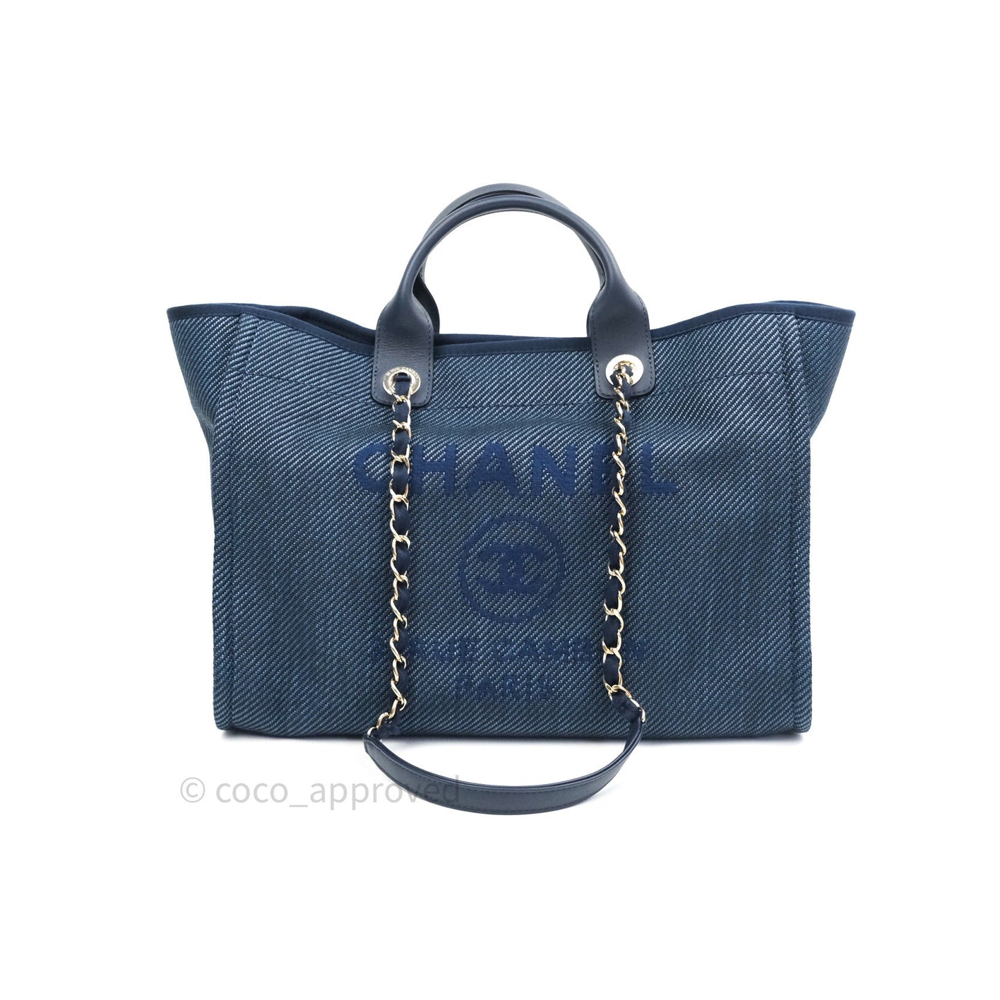 Chanel Canvas Large Deauville Tote Navy Blue 20A