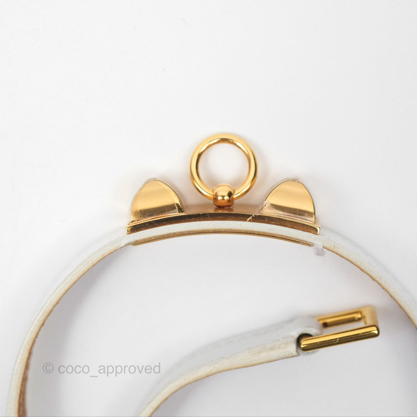 Hermès Rivale Double Tour Bracelet White Epsom Gold Hardware