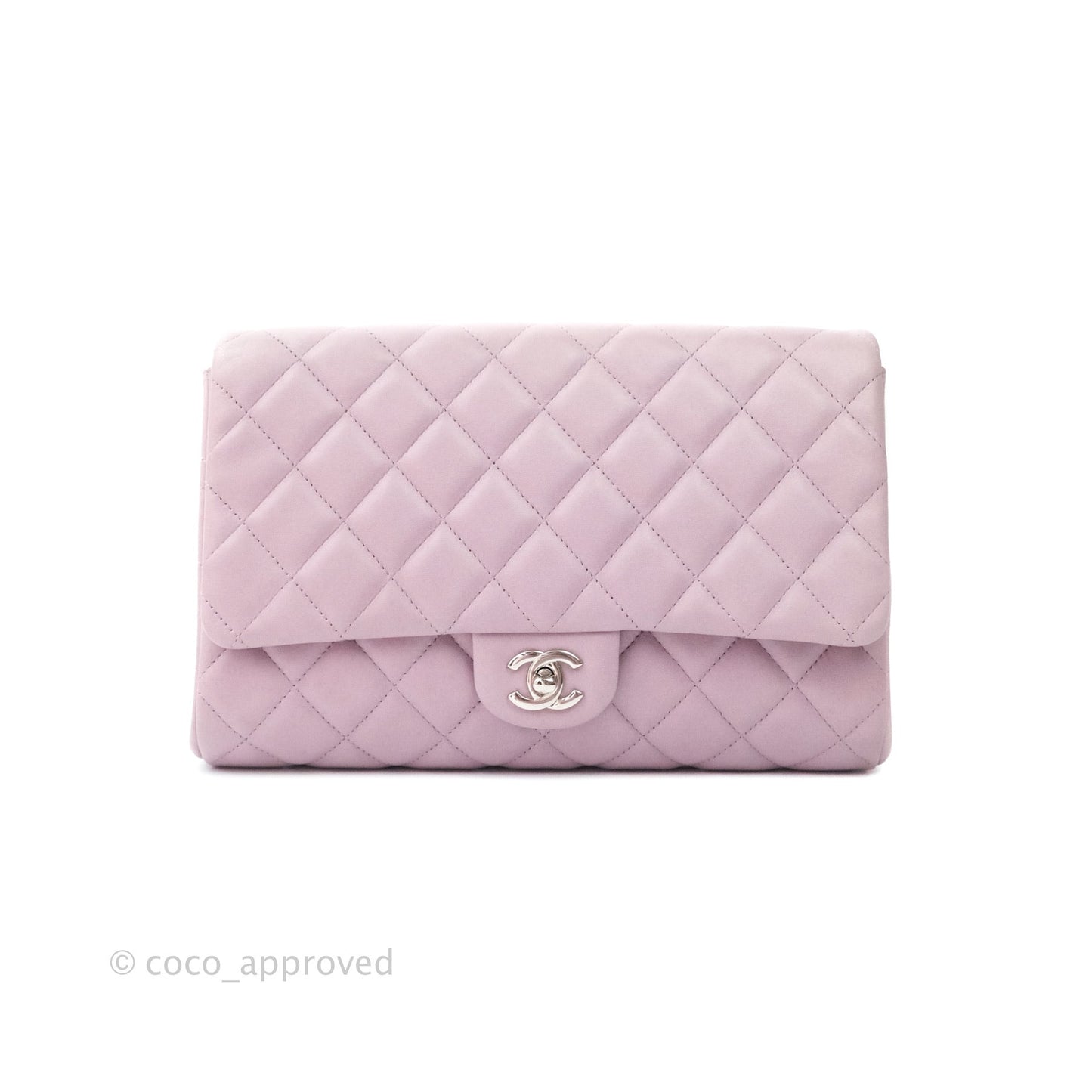 Chanel Quilted Clutch with Chain Lilac Pink Lambskin Silver Hardware