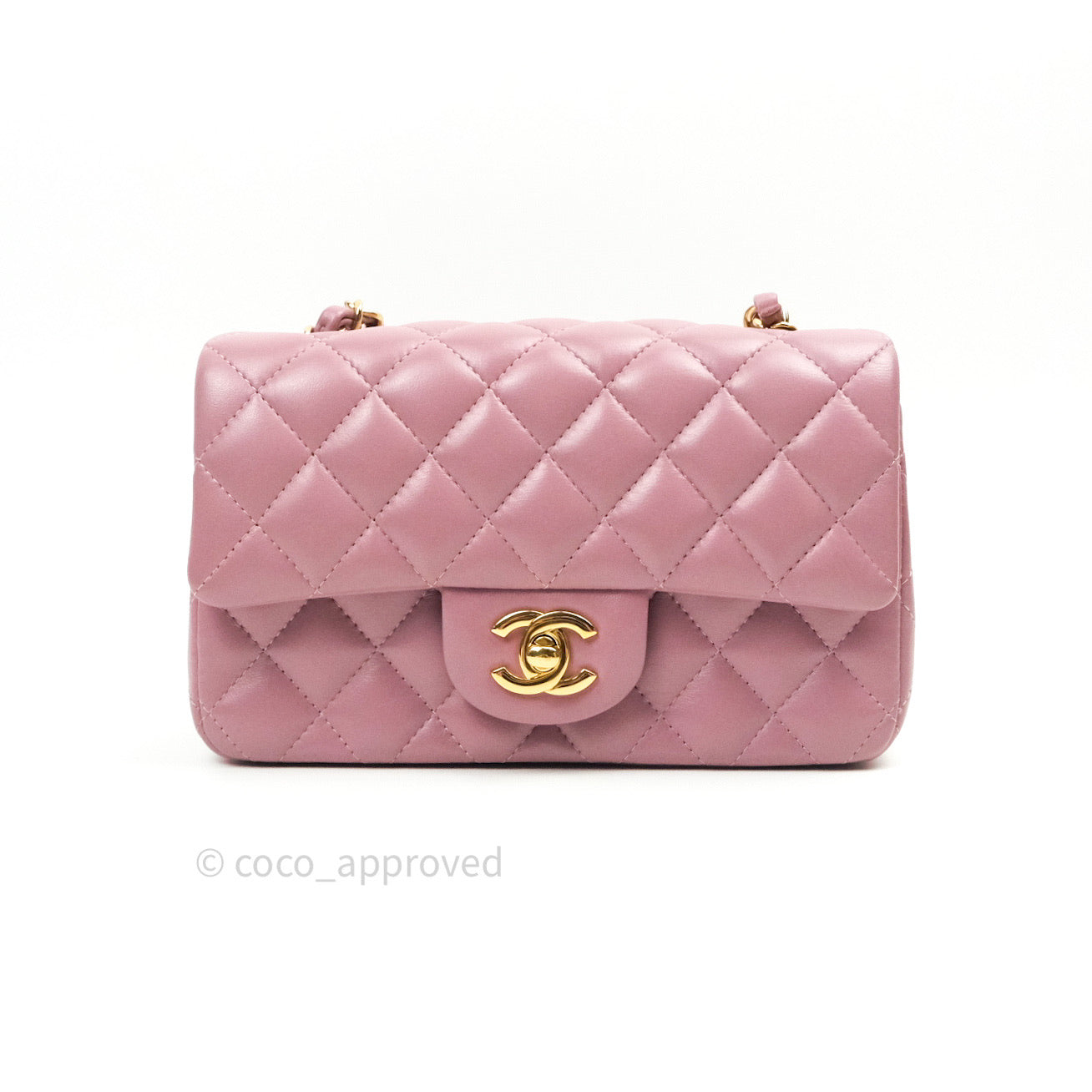 Chanel Quilted Mini Rectangular Pink Lambskin Gold Hardware