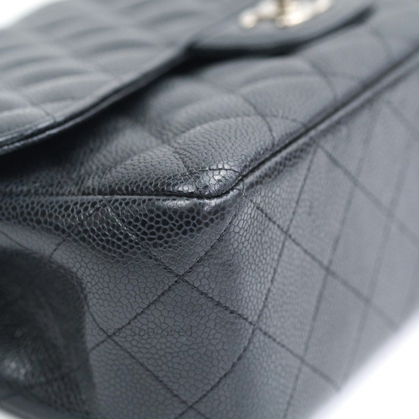 Chanel Caviar Quilted Jumbo Double Flap Black Silver Hardware