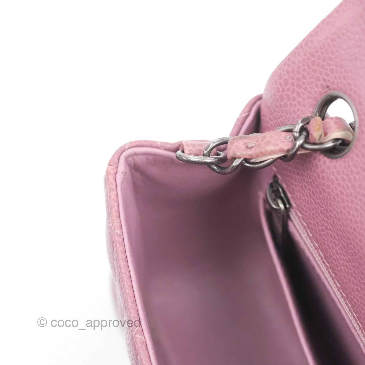 Chanel Quilted Mini Rectangular Flap Dark Pink Caviar Ruthenium Hardware