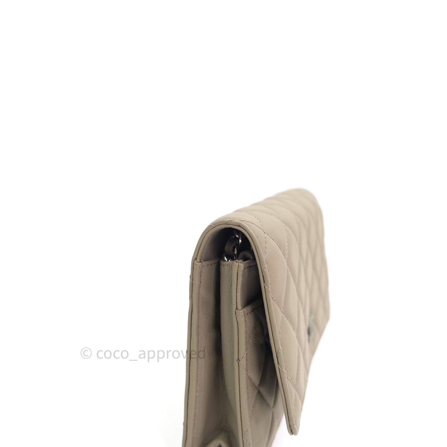 Chanel Quilted Wallet on Chain WOC Grey Calfskin Matte Grey Hardware