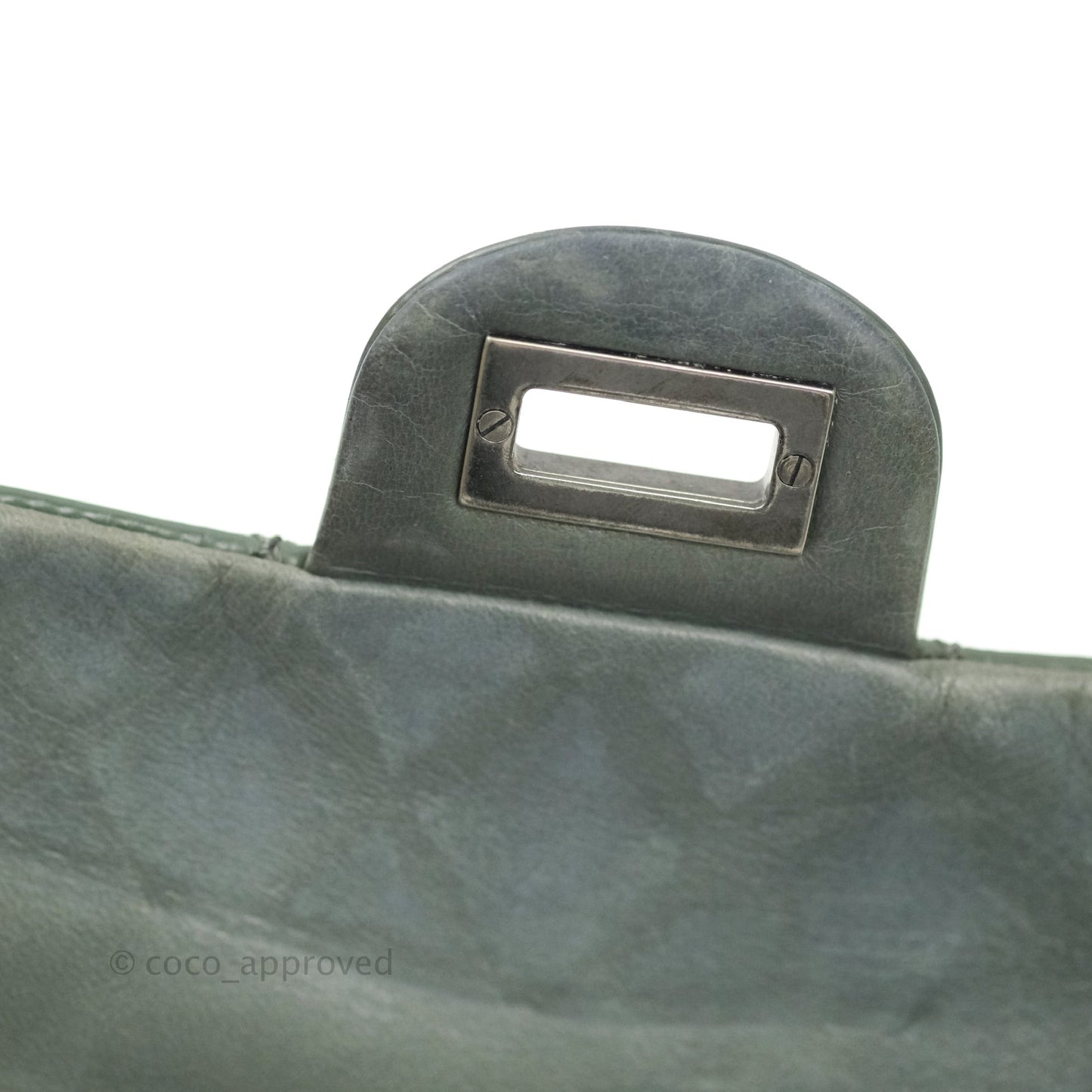 Chanel Mini Reissue 224 Army Green Patent Ruthenium Hardware Double Layer