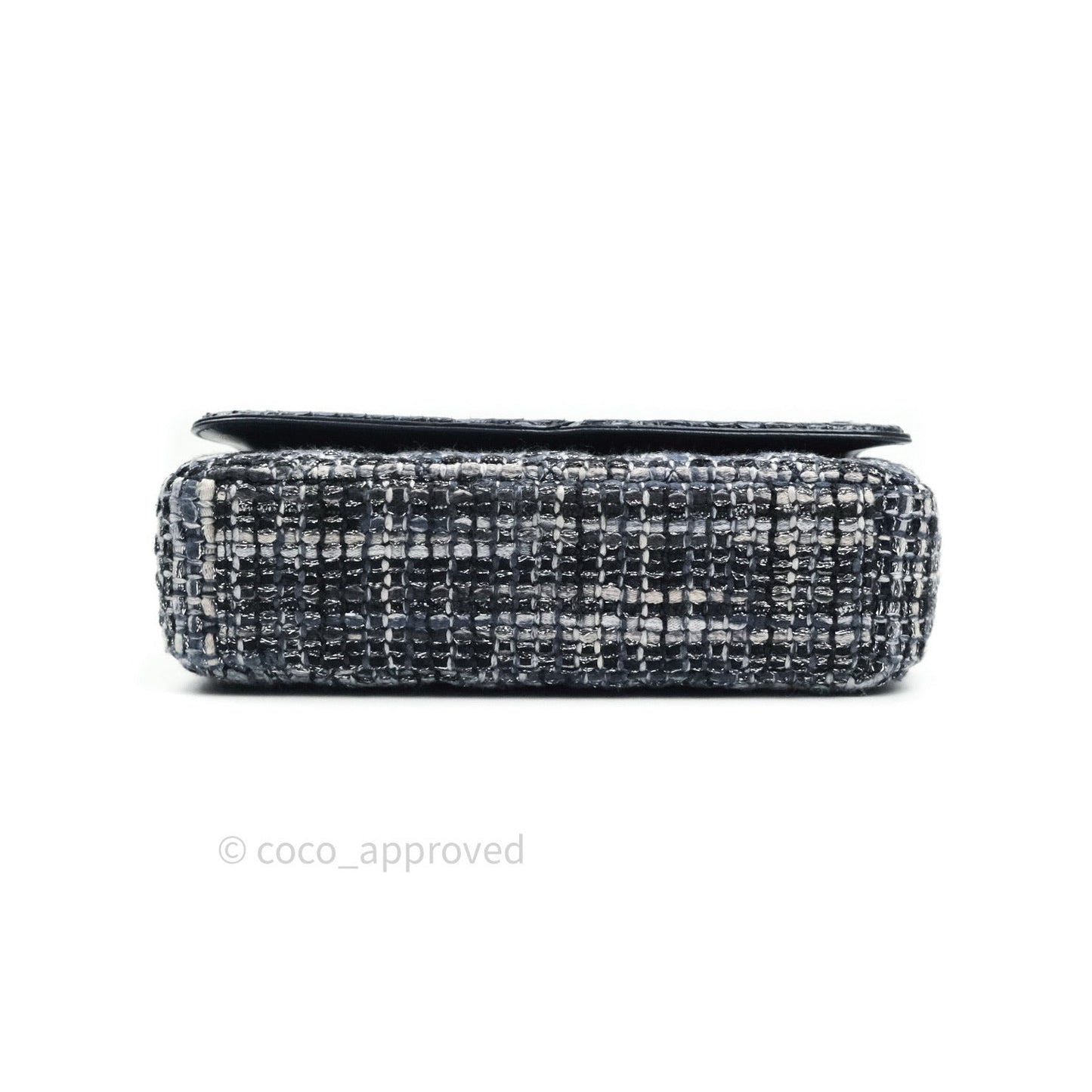Chanel Quilted Small CC Filigree Flap Blue Tweed With Python 18S