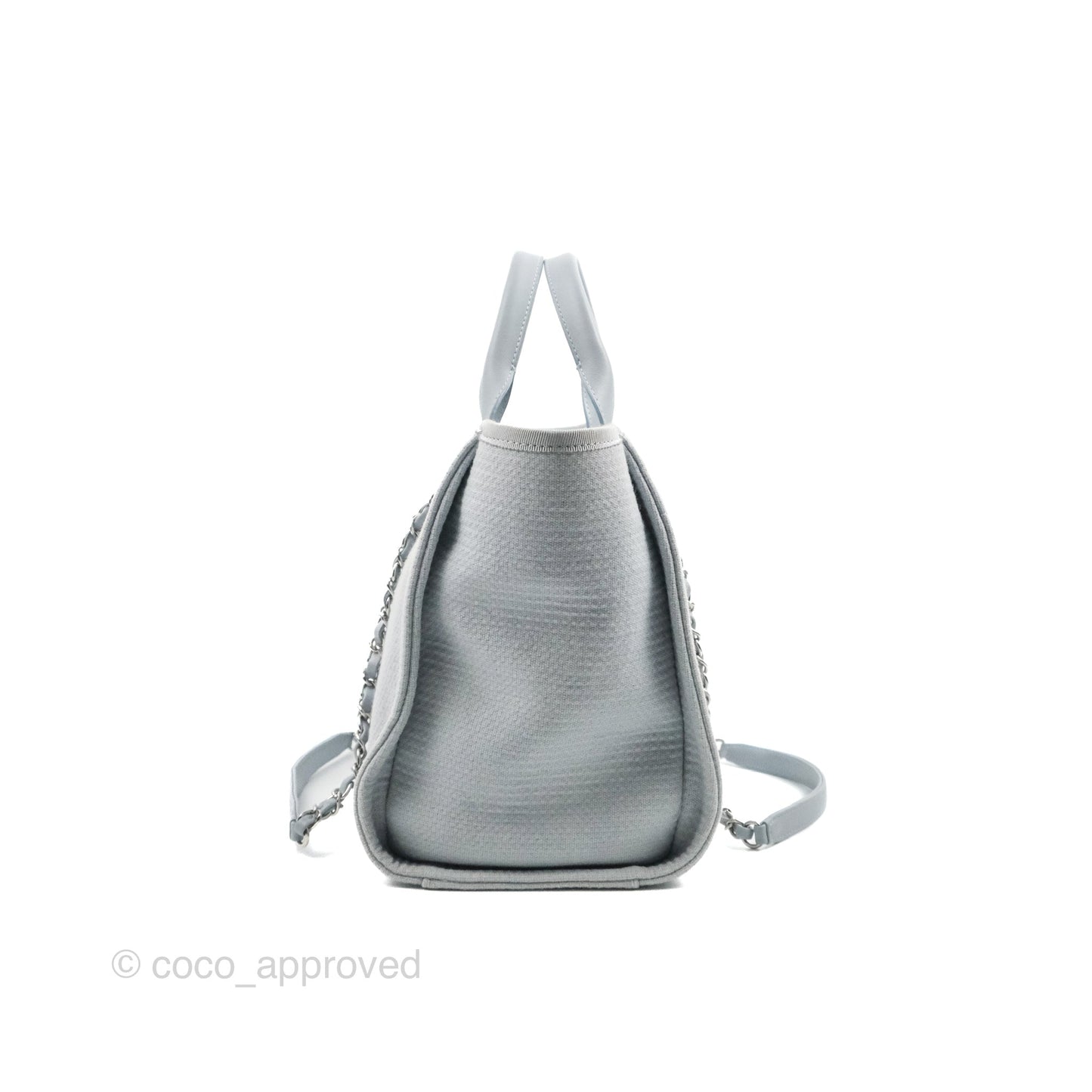 Chanel New Small Deauville Tote Light Blue Silver Hardware