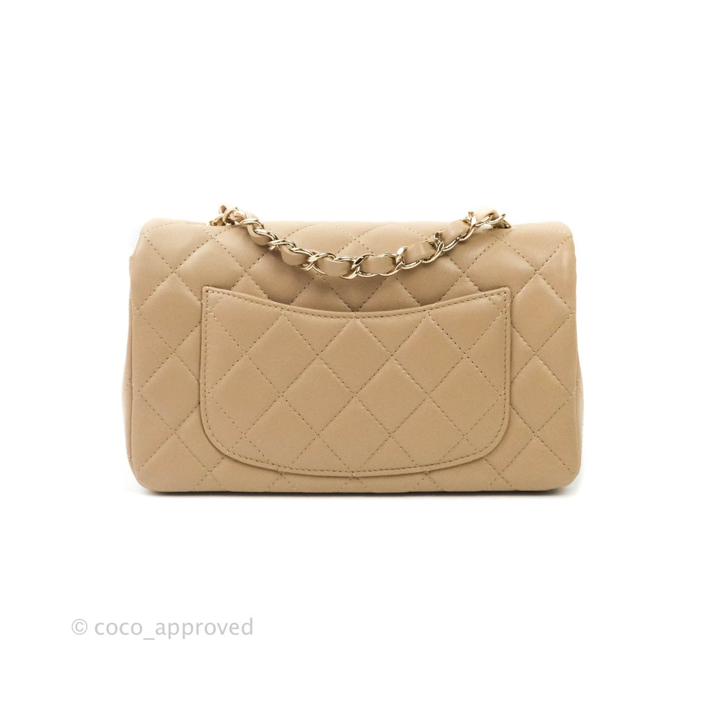 Chanel Quilted Mini Rectangular Lambskin Beige Gold Hardware