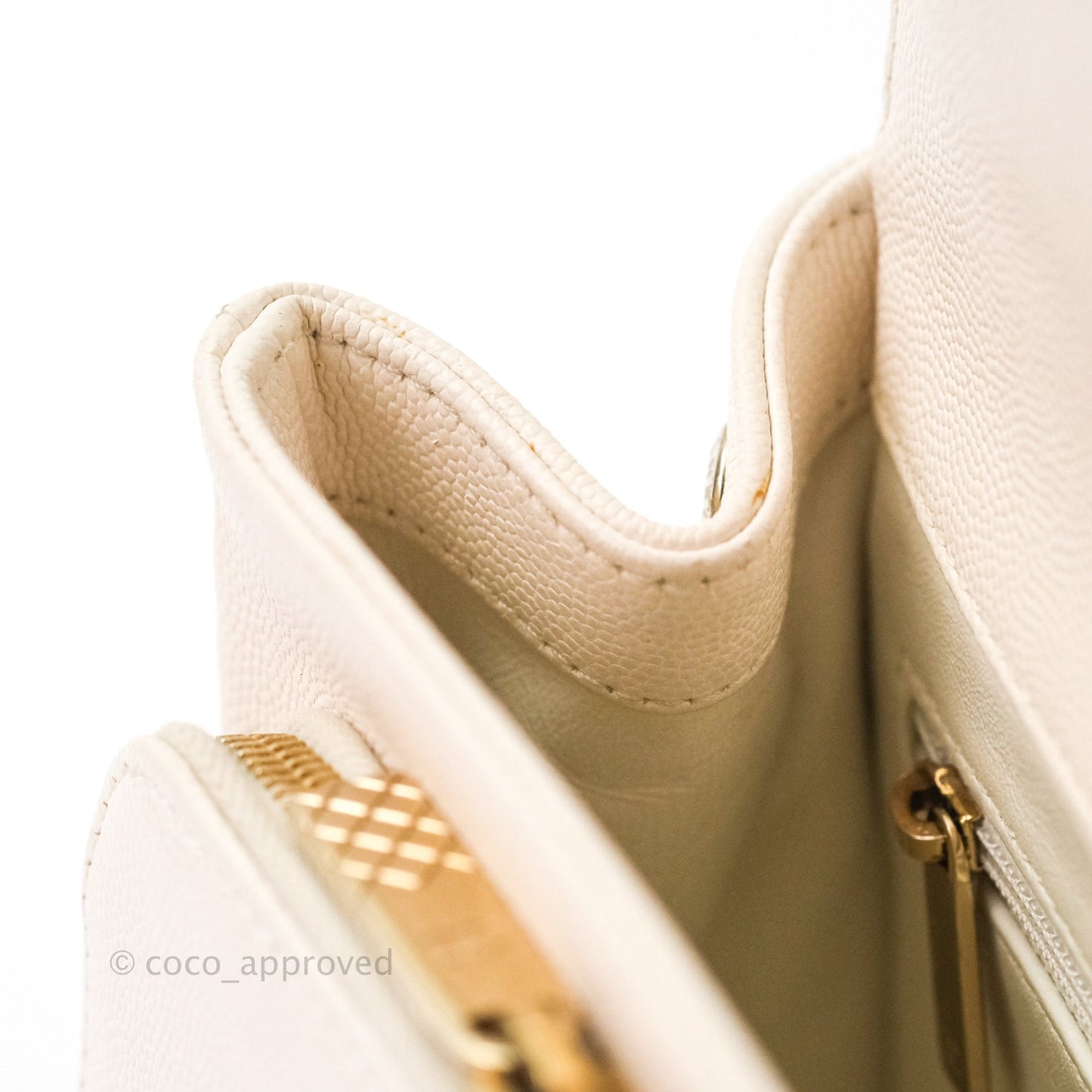 Chanel Quilted Small Business Affinity Flap Ivory Caviar Light Gold Hardware