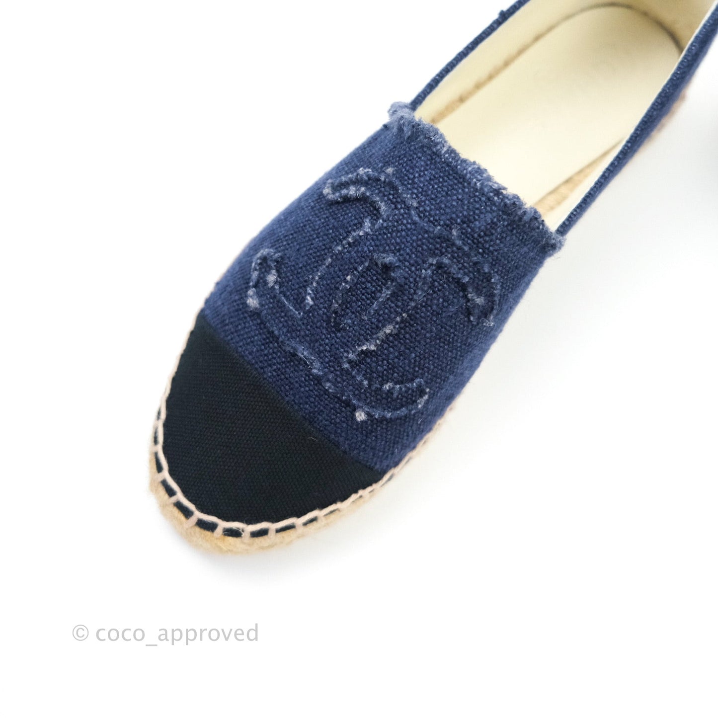 Chanel Espadrille Navy Black Tweed Size 39