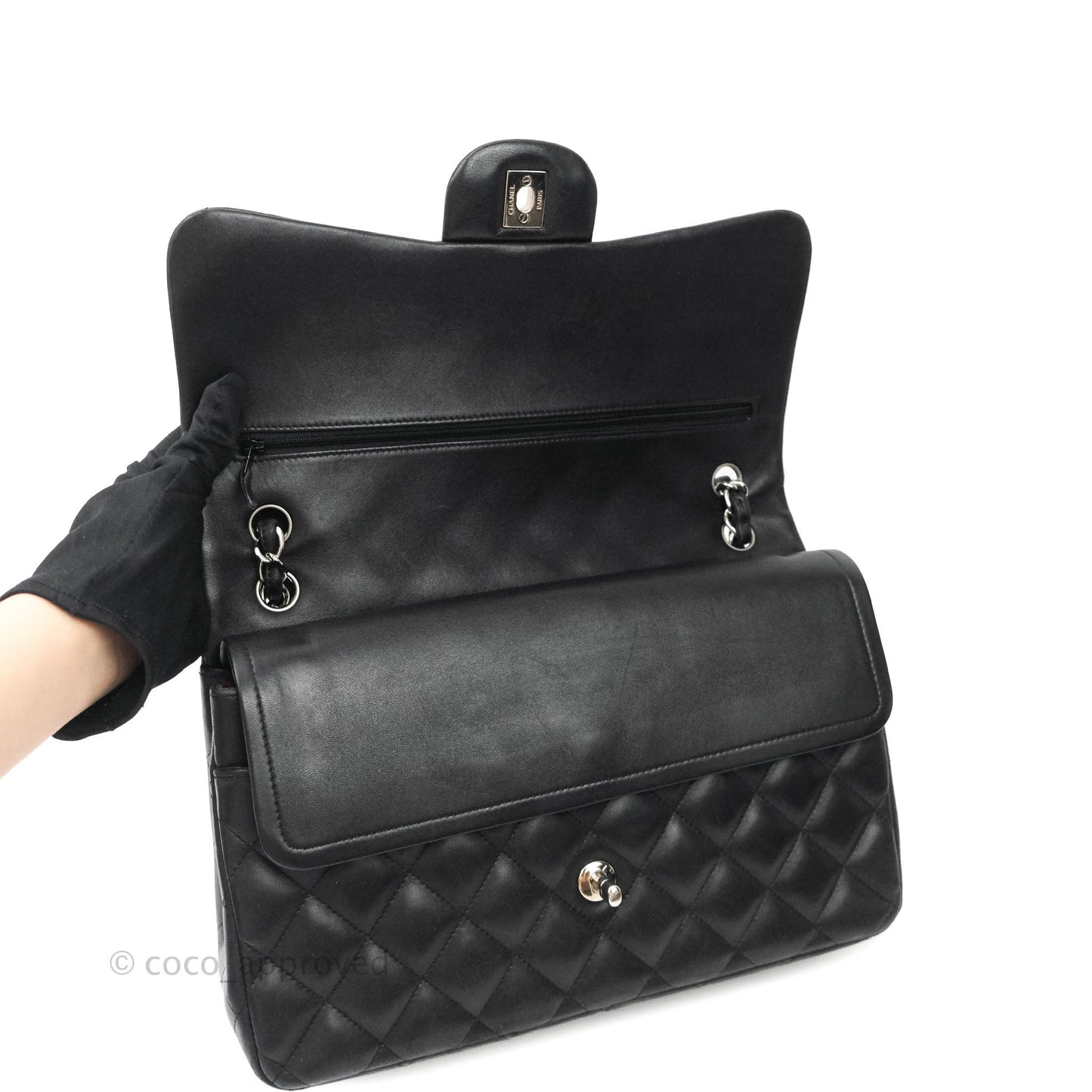 Chanel Jumbo Double Flap Black Lambskin Silver Hardware⁣⁣
