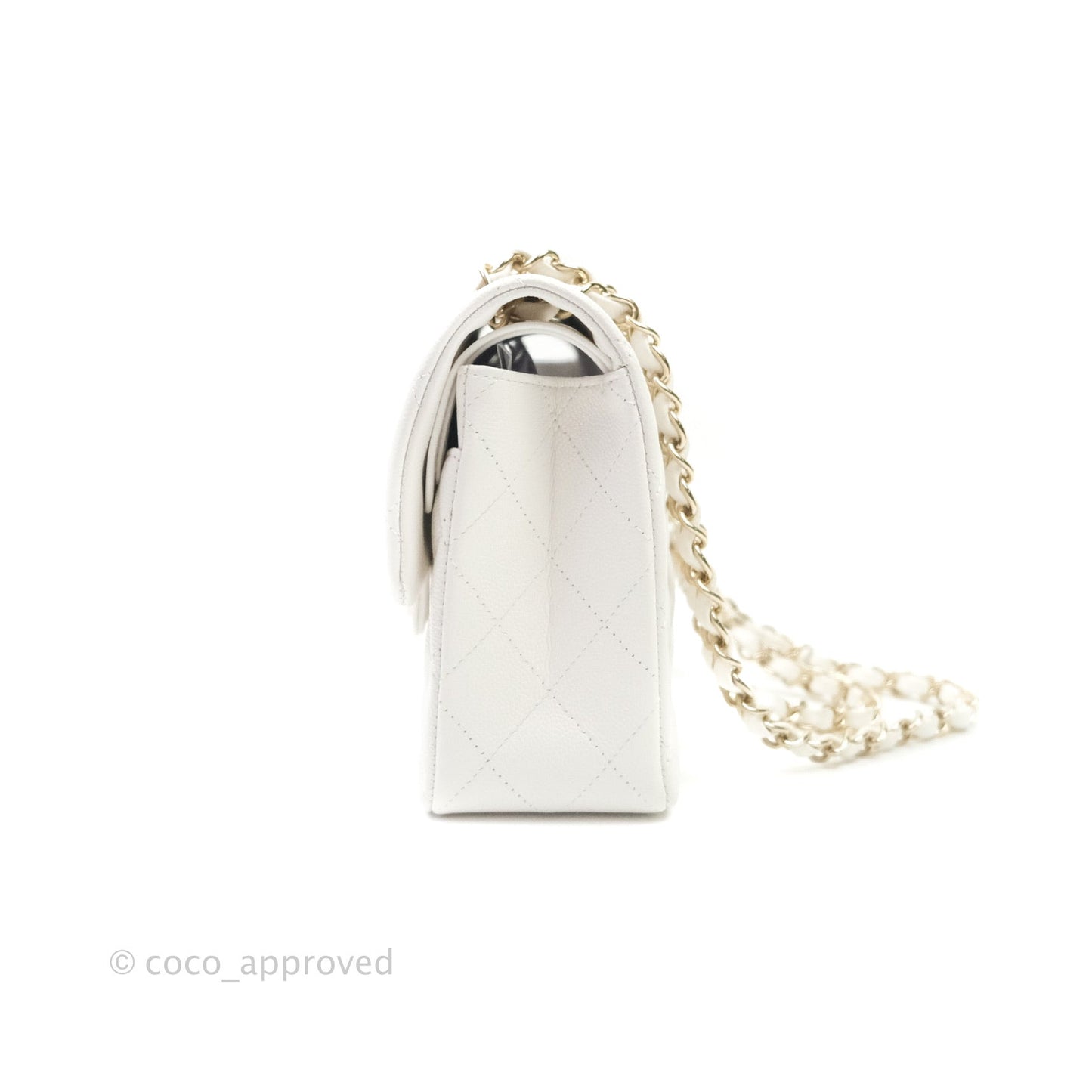 Chanel Classic Small S/M Flap Ivory White Caviar Gold Hardware