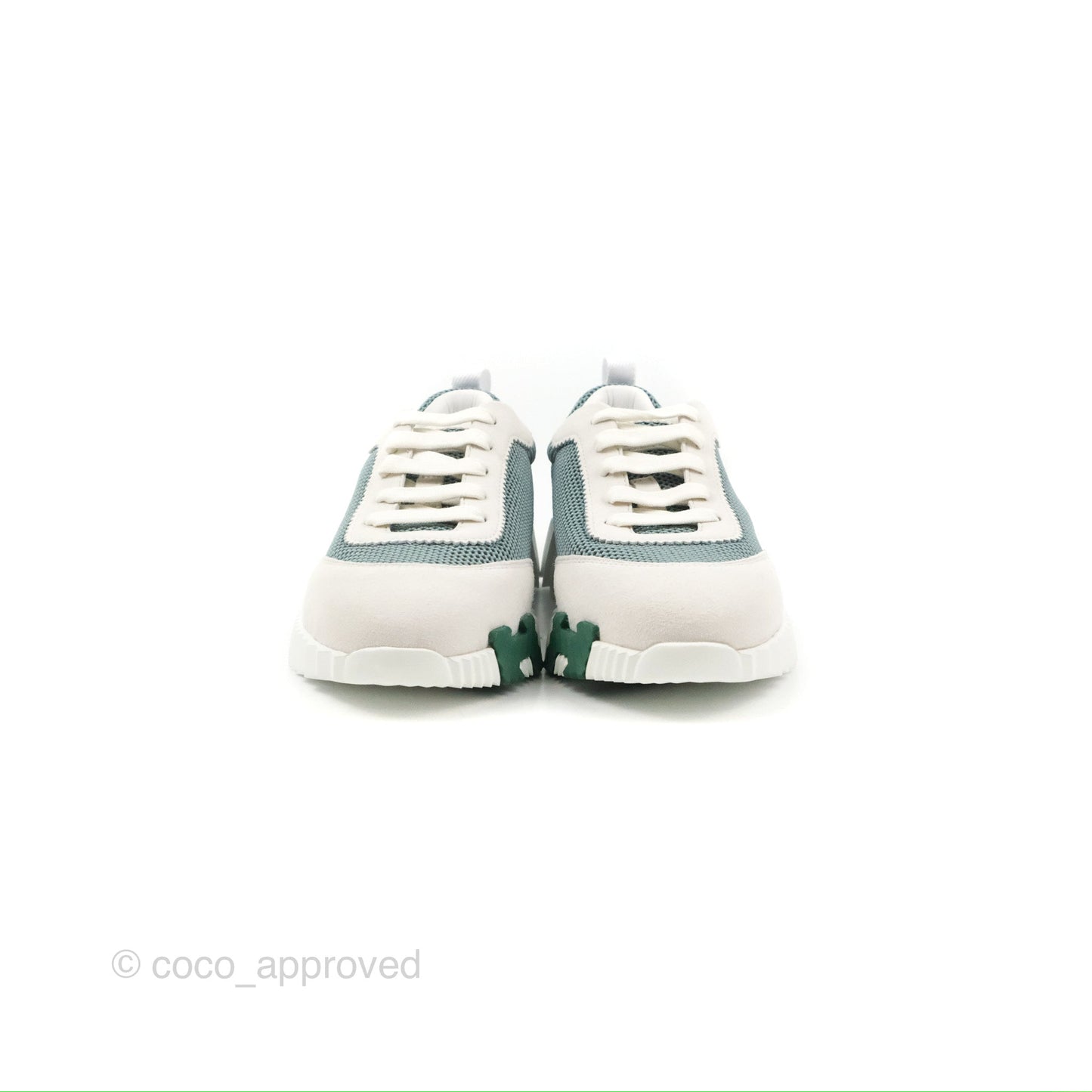 Hermes Bouncing Sneaker Vert D'eau/White Size 38