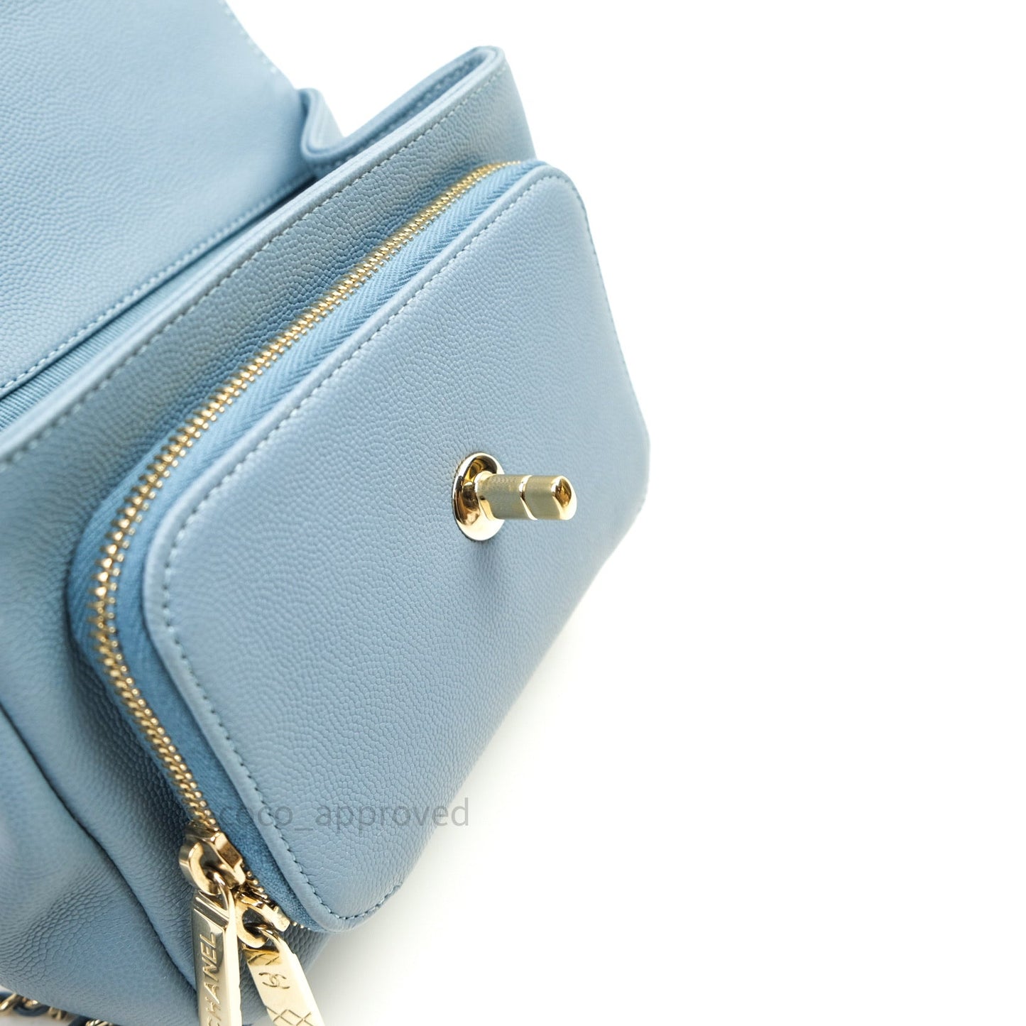 Chanel Caviar Quilted Small Business Affinity Flap Blue Light Gold Hardware