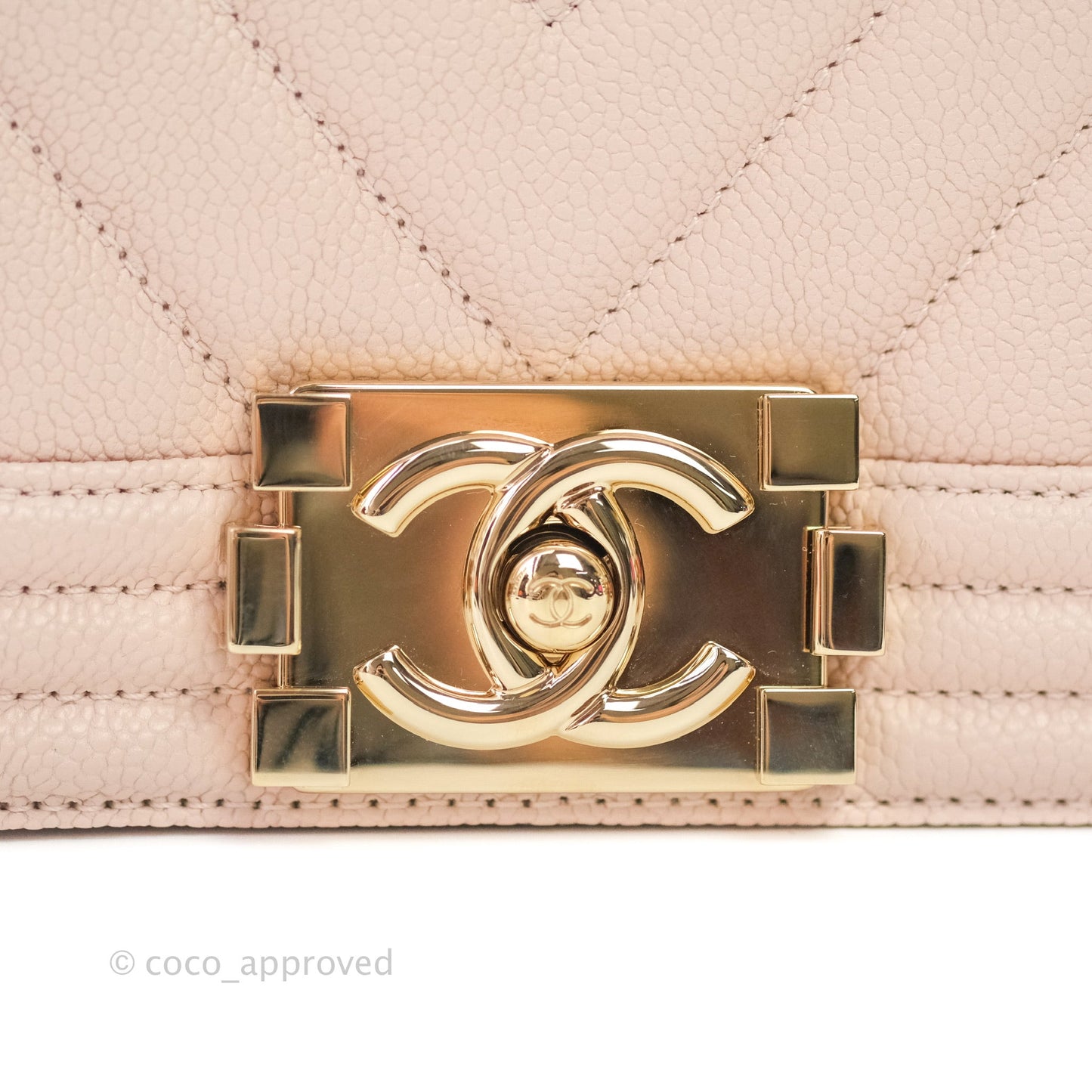 Chanel Boy Chevron Medium Pale Pink Caviar Gold Hardware