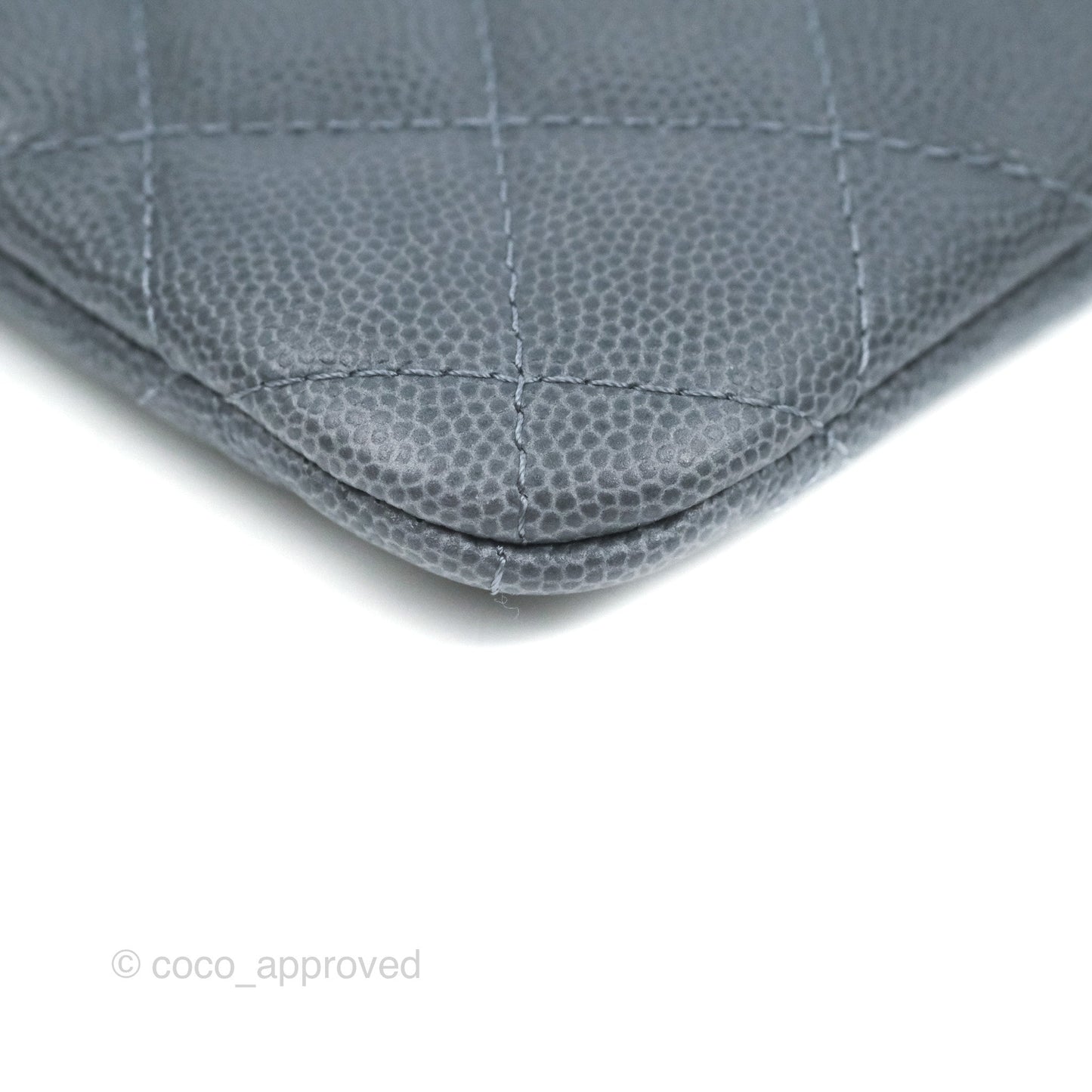 Chanel Quilted Mini O Case Dark Grey Blue Caviar Ruthenium Hardware