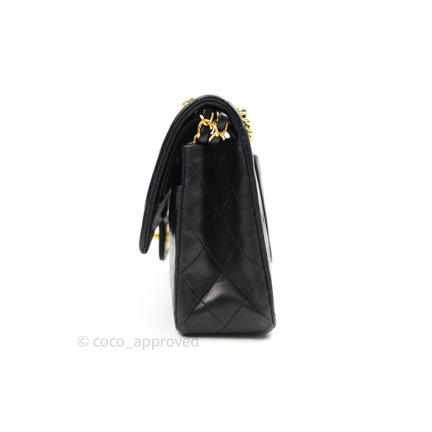 Chanel Classic Vintage Double Flap M/L Black Lambskin Gold Hardware