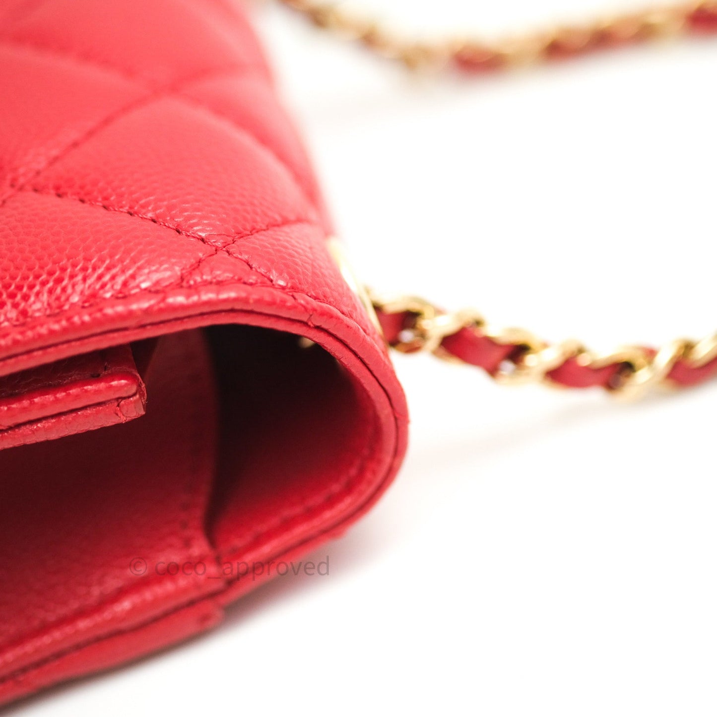 Chanel Classic Red Caviar Gold Hardware Phone Holder