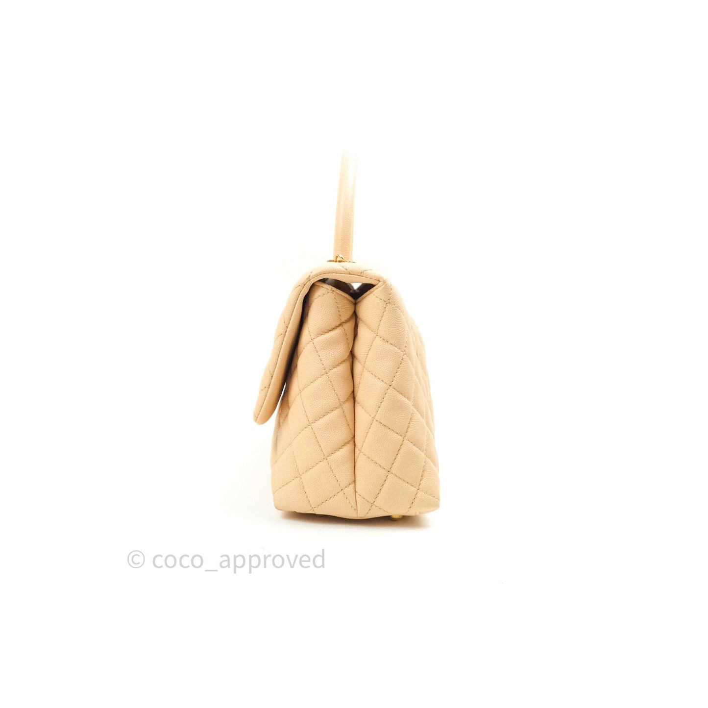 Chanel Small Coco Handle Quilted Beige Caviar Gold Hardware