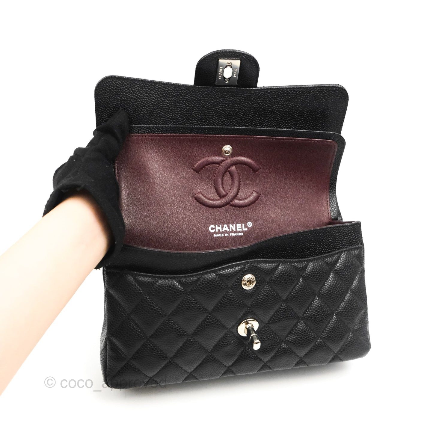 Chanel Small Classic Flap Quilted Black Caviar Silver Hardware