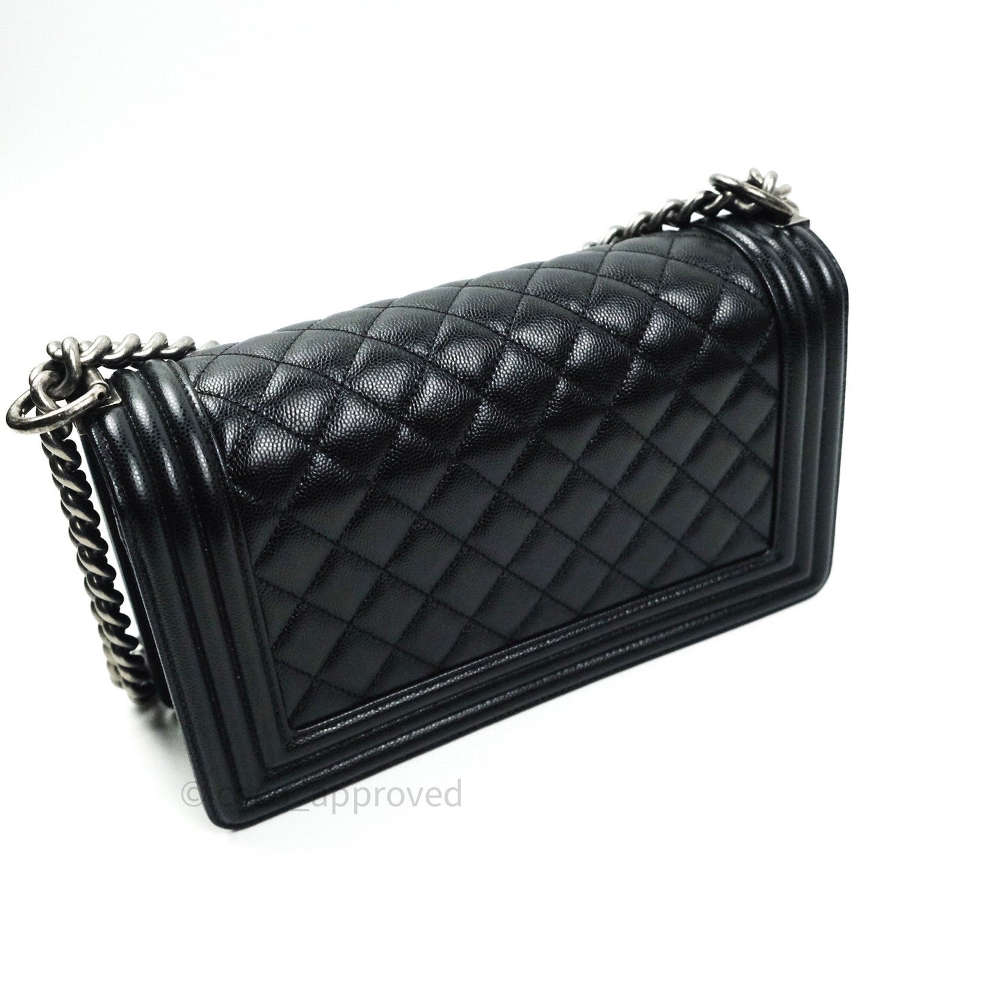 Chanel Boy Quilted Medium Black Caviar Ruthenium Hardware