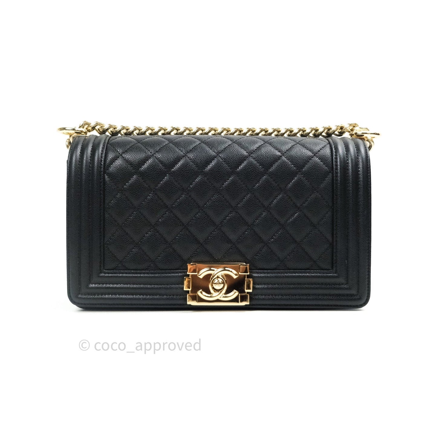 Chanel Quilted Medium Boy Flap Black Caviar Gold Hardware