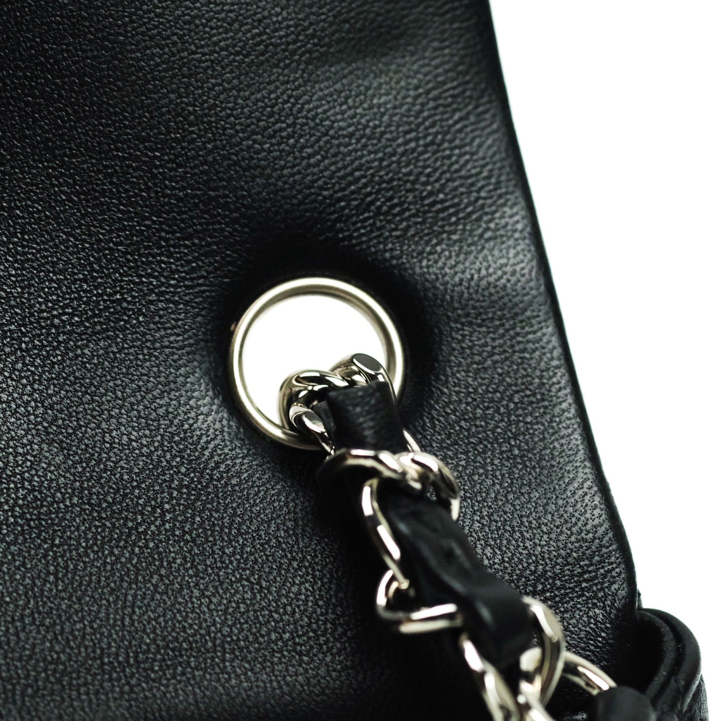 Chanel Quilted Mini Rectangular Black Lambskin Silver Hardware