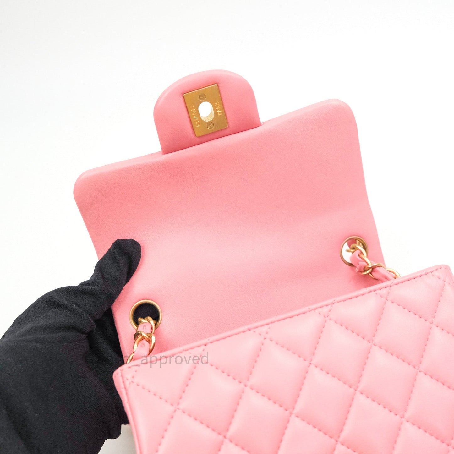 Chanel Mini Square Pink Lambskin Gold Hardware