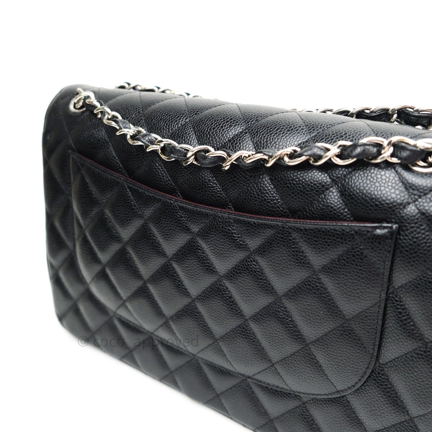 Chanel Quilted Jumbo Double Flap Black Caviar Silver Hardware⁣⁣