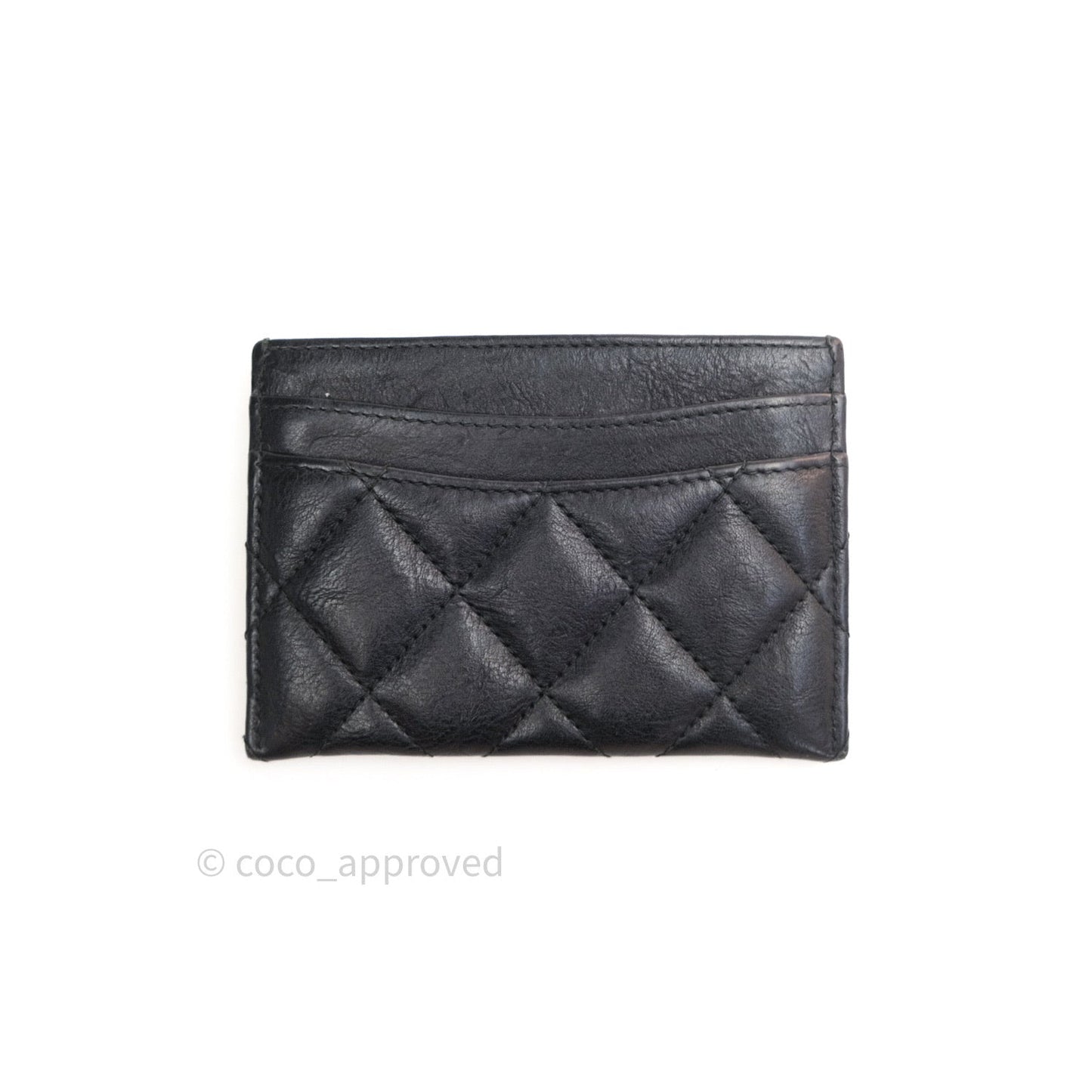 Chanel So Black Quilted Classic Calfskin Flat Card Holder