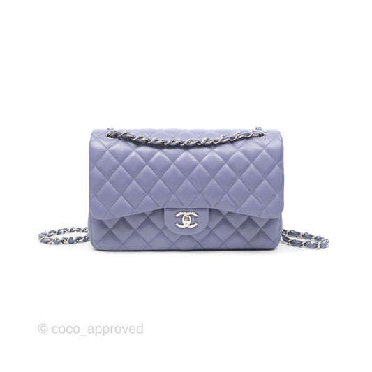 Chanel Jumbo Double Flap Lavender Blue Lambskin Silver Hardware⁣⁣