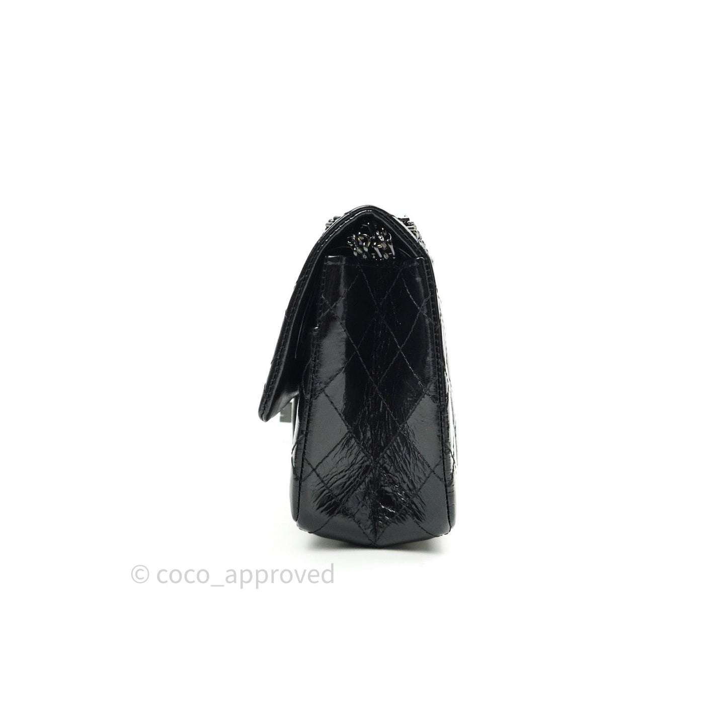 Chanel 2.55 Reissue Glazed Calfskin So Black 225 Black Hardware