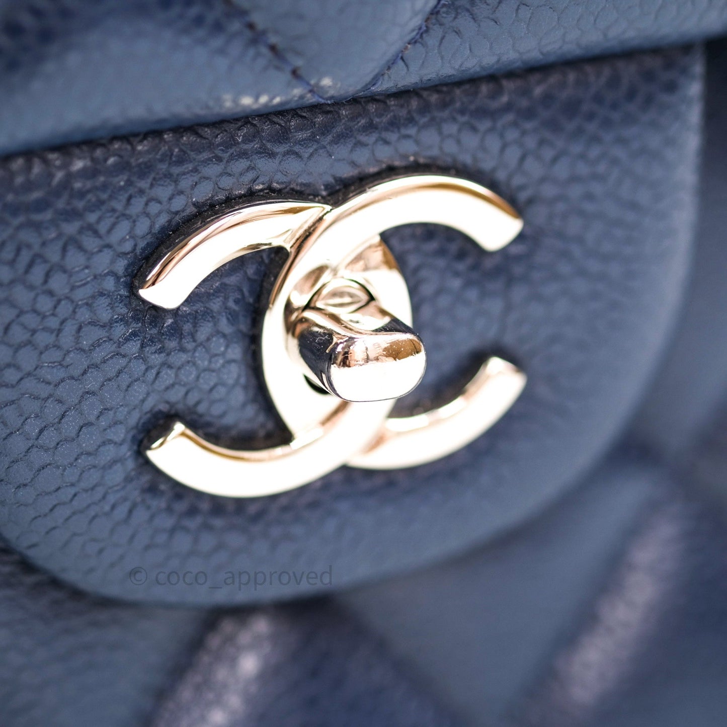 Chanel Classic Jumbo Quilted Double Flap Blue Caviar Silver Hardware⁣⁣