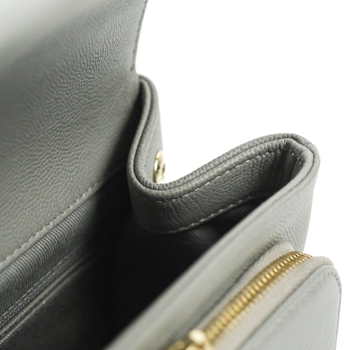 Chanel Quilted Small Business Affinity Flap Grey Caviar Light Gold Hardware